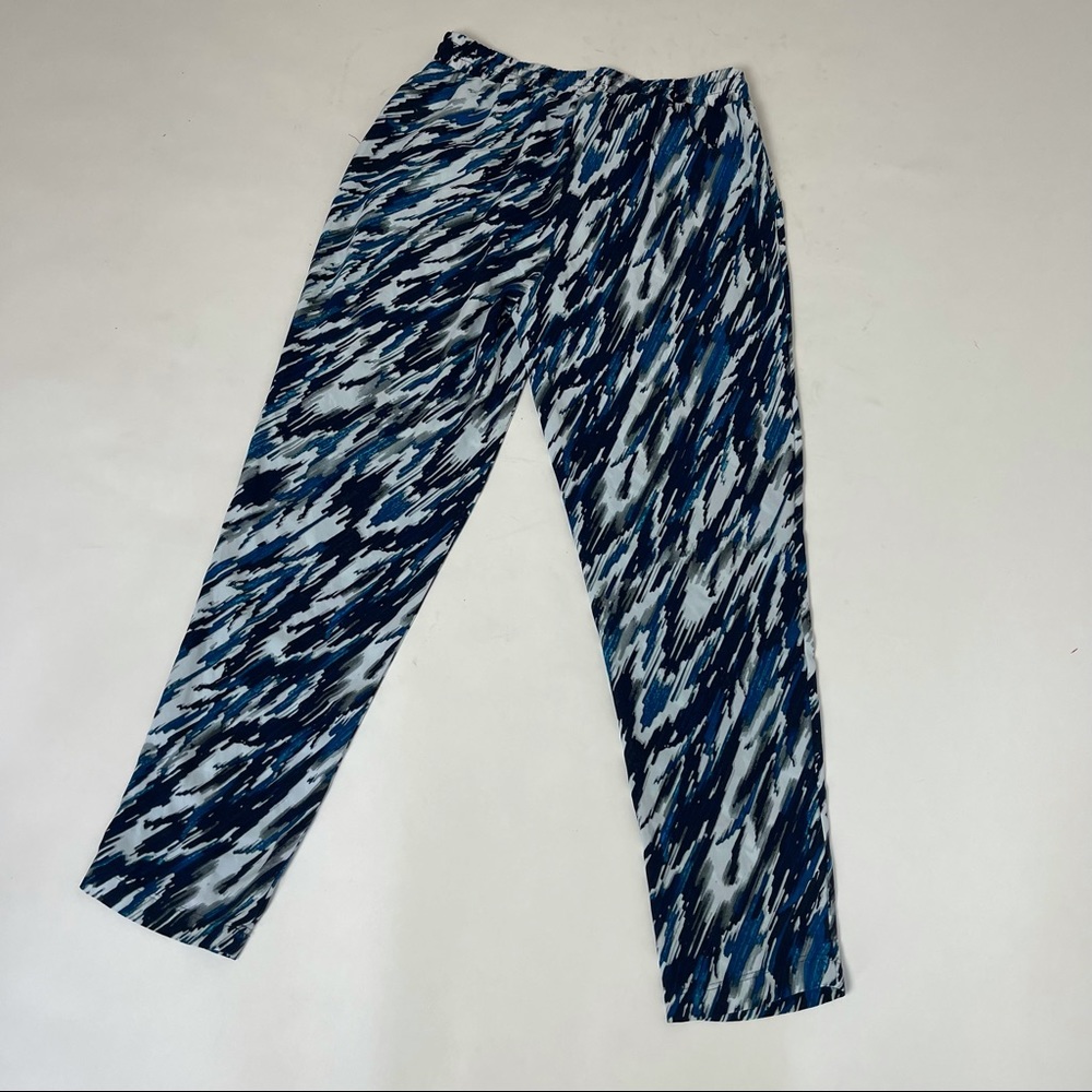 Blue Multicolor Drawstring Casual Pants